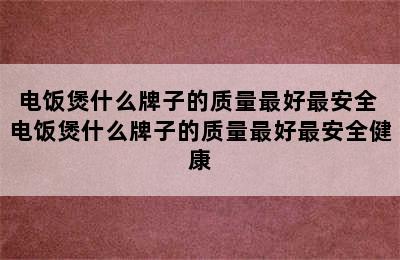 电饭煲什么牌子的质量最好最安全 电饭煲什么牌子的质量最好最安全健康